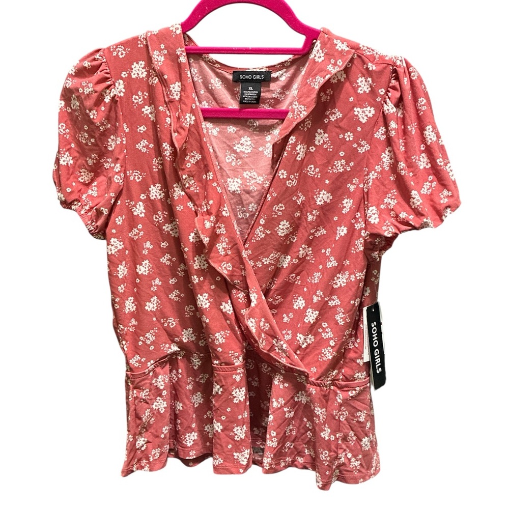 Soho Girls Coral Floral Blouse